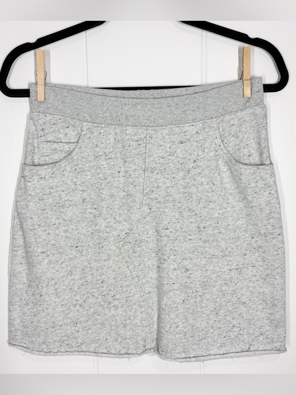 ATM Jersey Sweater Mini Skirt Size Small Heathered Gray Raw Seams